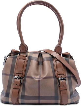 Burberry Pre-owned Handbags, female, Brown, Size: ONE SIZE Pre-owned Structured Plaid Shoulder Bag