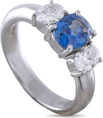 Luxury Bazaar Platinum 0.63ct Diamond and Sapphire Ring MF04-041326