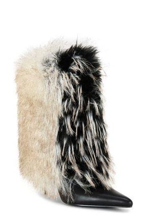 Azalea Wang Astrali Faux Fur Stiletto Bootie in Black at Nordstrom Rack, Size 8
