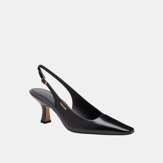 Coach Womens Slingback Heel - Black Leather - Size UK 3.5