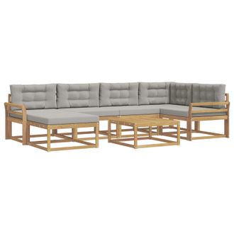 vidaXL Conjunto De Sof&aacute;s De Exterior 7 Pcs Blanco Y Gris Claro Vidaxl