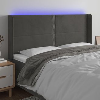vidaXL Cabecero Con Led De Terciopelo Gris Oscuro 183x16x118/128 Cm Vidaxl