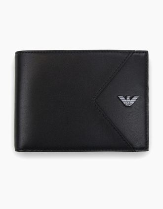 Emporio Armani Mens Emporio Armani Nappa Leather Bifold With Geometric Detail Black - Size: OS