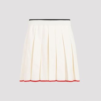 Thom Browne Womens Full Needle Stitch Mini Pleated Skirt - Ivory Wool - Size EU 36 (Womens)