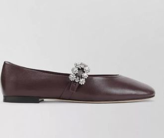 Roger Vivier crystal-embellished leather ballerina flats