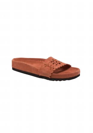 Free People Womens Shore Cut Out Footbed Slide Sandals In Terracotta Suede
