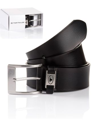 Tom Tailor Lederg&uuml;rtel TOM TAILOR TTNATHAN, Herren, Gr. 100, schwarz, Rindsleder, G&uuml;rtel Lederg&uuml;rtel, in Geschenkbox