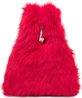 Msgm Kleine Handtas in Zachte Imitatiebont - Dames - Handtassen - Rood - ONE Size - Polyester - Tassen