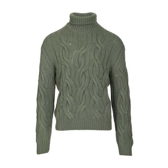 Mauro Ottaviani Cable-Knit Turtleneck Jumper - male - Mauro Ottaviani - Turtlenecks - Green - XL - Knitwear