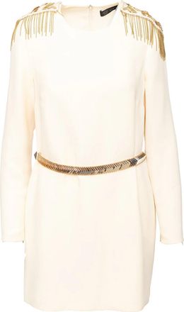 Versace Pre-owned Womens Embellished Mini Dress - 10 - Cream Silk - Size EU 38 (Womens)