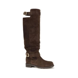 Jimmy Choo London Womens Brown Calf Leather Bos Taurus Over The Knee Shoe
