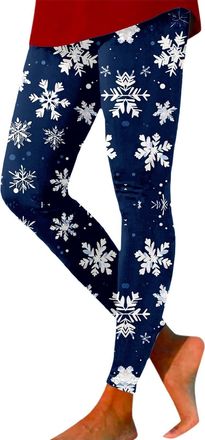 Generic Christmas Leggings for Women UK Funny Xmas Tree Reindeer Wine Glass Snowflake Printed Trendy Holiday Yoga Pants Skinny High Waist Sports Tights Ladies