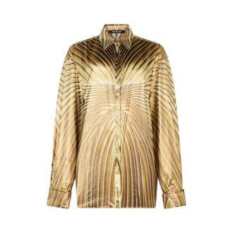 Roberto Cavalli Silk Shirt with Iside Print - female - Roberto Cavalli - Shirts - Yellow - M - Blouses & Shirts