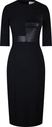 HUGO BOSS Womens Dezona Crew Neck Midi Sheath Dress in Black - Size 8 UK