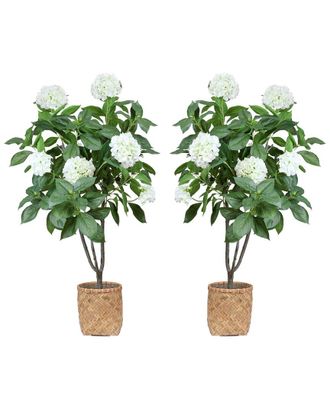 Creative Displays Inc. 5Ft Hydrangea Drop-In Trees With Bamboo-Wrapped Cement Pots