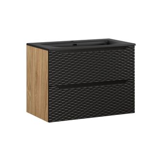 Petits Meubles Mueble lavabo encastrado estratificado Negro marrón