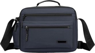 Generic Compatible For Mens Casual Oxford Cloth Bag Simple Shoulder Crossbody Style Handbag Neutral Minimalist Pure Color Polyest(Blue)