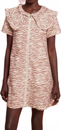 Ghospell Zoya Zebra Mini Dress In Tan/white