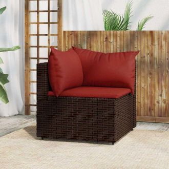 vidaXL Divano Angolare da Giardino con Cuscini in Polyrattan Marrone - Vidaxl
