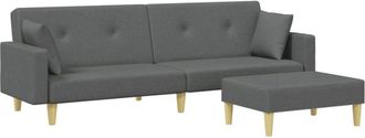 vidaXL Vidaxl - Sof&aacute; Cama De 2 Plazas Con Taburete Tela Gris Oscuro