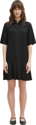Ganni Viscose Twill Mini Jurk - Dames - Korte kleedjes - Zwart - XS - Kleedjes