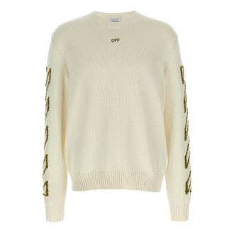 Off-white Round-neck Knit Jumper - male - Off White - Round-neck Knitwear - Beige - XL - Knitwear