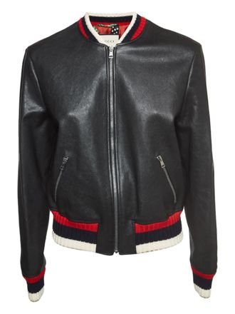 Gucci leather bomber jacket - Black