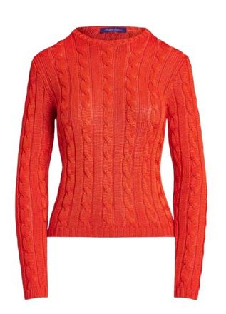Ralph Lauren Orange Cable Knit Cashmere Jumper Size M