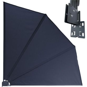 Quick-Star Sichtschutz F&auml;cher 115 X 115 Cm Easy Mount Grau Blickdicht Balkon Trennwand Windschutz Sonnenschutz