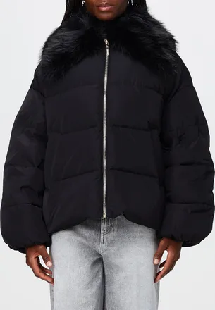 Twinset Piumino corto in nylon idrorepellente con collo in ecopelliccia amovibile