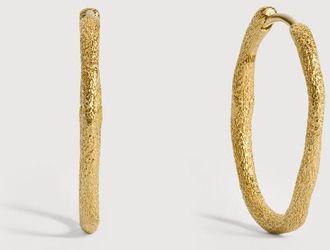 Monica Vinader Gold Antica Textured Slim Medium Hoops