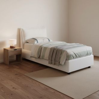 Talamo Italia Talamo Italia Cama Individual Gemma, Cama Contenedor Con Revestimiento De Tela, 100% Made In Italy, Apertura Frontal, Adecuado Para Colch&oacute;n 80x200 Cm,