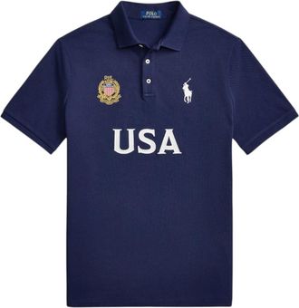 Ralph Lauren Tops, Heren, Blauw, L, Katoen, Klassiek Passend USA Poloshirt