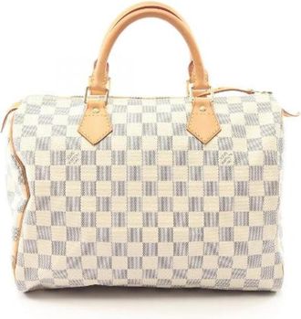 Louis Vuitton Pre-owned Speedy 30 Damier Azur PVC Coated Canvas Leather Handbag - Dames - Vintage Schoudertas - Wit - ONE Size - Leer - Vintage