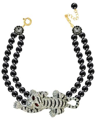 Eyecandy LA Eye Candy La The Luxe Collection Onyx Crystal Leopard Statement Necklace