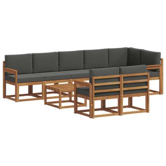 vidaXL Conjunto De Sof&aacute;s De Exterior 9 Pcs Natural Y Antracita Vidaxl
