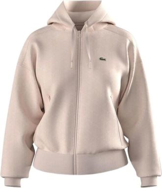Lacoste Monogram Jacquard Hoodie - Dames - Sweatshirts & Hoodies - Roze - Maat: L Katoen