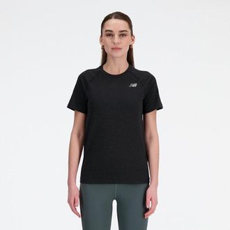 New Balance Womens Knit Slim T-Shirt in Black Poly Knit, size X-Large