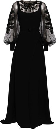 Saiid Kobeisy beaded crepe maxi dress - women - Polyester - 36 - Black