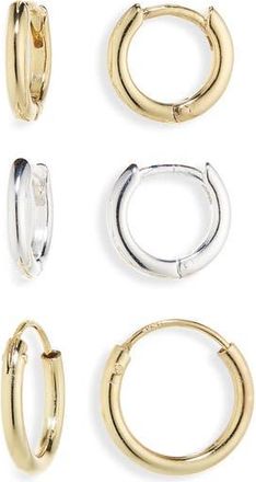 Argento Vivo 3-Pack Huggie Hoop Earrings Set in Gold/Silver at Nordstrom Rack