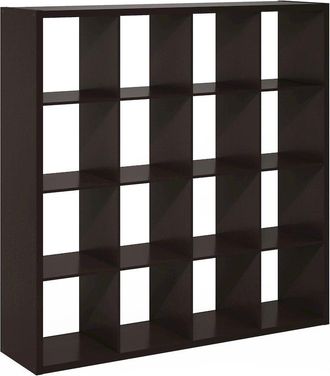 Furinno Cubicle Open Back Decorative Cube Storage Organizer, 16-Cube, Dark Oak