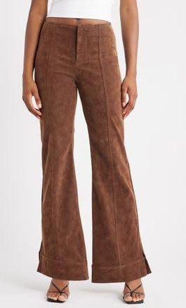 Free People Glow Up Faux Suede Pants in Shaved Chocolate at Nordstrom Rack, Size 10