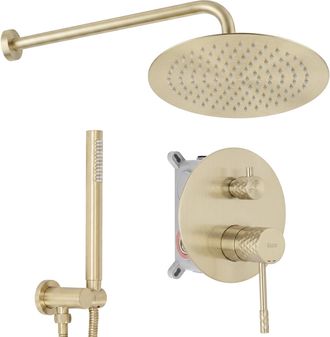 Rea Juego De Ducha Oculto Rea Lungo Diamond Brush Gold + Box