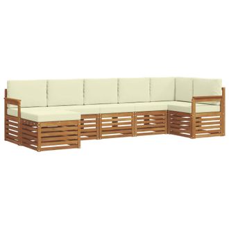 vidaXL Conjunto De Sof&aacute; Seccional Con Coj&iacute;n 7 Pcs Natural Y Crema Vidaxl