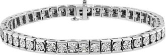 House of Brilliance Haus Of Brilliance Silver 0.10 Ct. Tw. Diamond Tennis Bracelet