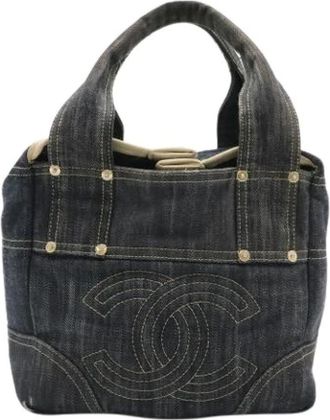 Chanel Pre-owned Vintage Denim Tote - Dames - Vintage Shopper - Blauw - ONE Size - Denim - Vintage