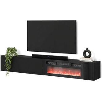 Dmora Mobile Porta tv Sindia, Modulabile, un Ripiano, 2 Ante, 200x29.8x30.5h cm Nero Antracite