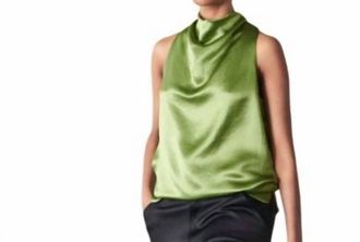 NOMIA Cowl Neck Halter Top In Kiwi