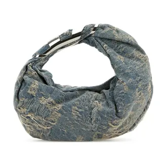 Diesel Handbags, female, Blue, Size: ONE SIZE Denim Hobo Shopping Bag