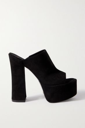 Stuart Weitzman Mule Con Plateau In Pelle Scamosciata Skyhigh - Nero